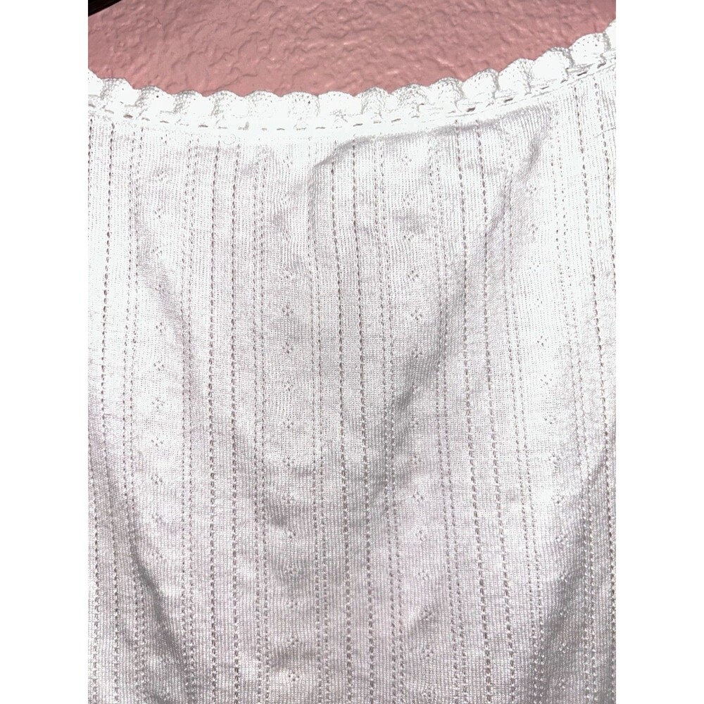 Doen Lois Tank Top size S Pointelle Knit Salt White Button Front Lace Trim - Picture 7 of 10